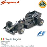 Modelauto 1:43 | Spark S7290 | Lotus 95T | Lotus 1984 USA / Detroit / United States Grand Prix East Modelauto 1:43 | Spark S7290 | Lotus 95T | Lotus 1984 USA / Detroit / United States Grand Prix East
