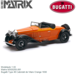 Modelauto 1:43 | Matrix MX50205-061 | Bugatti Type 46 Cabriolet de Vilars Orange 1930 Modelauto 1:43 | Matrix MX50205-061 | Bugatti Type 46 Cabriolet de Vilars Orange 1930