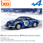 Modelauto 1:24 | IXO-Models 24RAL007A | Alpine A110 Renault 1973 #18 Monte Carlo / Monte Carlo Rallye Modelauto 1:24 | IXO-Models 24RAL007A | Alpine A110 Renault 1973 #18 Monte Carlo / Monte Carlo Rallye