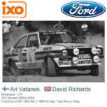 Modelauto 1:24 | IXO-Models 24RAL008A | Ford Escort RS 1800 Mk.2 1980 #4 Italy / San Remo Rally Modelauto 1:24 | IXO-Models 24RAL008A | Ford Escort RS 1800 Mk.2 1980 #4 Italy / San Remo Rally