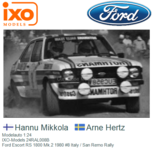 Modelauto 1:24 | IXO-Models 24RAL008B | Ford Escort RS 1800 Mk.2 1980 #8 Italy / San Remo Rally Modelauto 1:24 | IXO-Models 24RAL008B | Ford Escort RS 1800 Mk.2 1980 #8 Italy / San Remo Rally