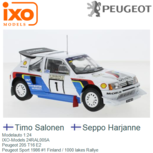 Modelauto 1:24 | IXO-Models 24RAL005A | Peugeot 205 T16 E2 | Peugeot Sport 1986 #1 Finland / 1000 lakes Rallye Modelauto 1:24 | IXO-Models 24RAL005A | Peugeot 205 T16 E2 | Peugeot Sport 1986 #1 Finland / 1000 lakes Rallye