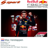 Modelauto 1:43 | Spark S7674 | Red Bull RB16B Honda | Red Bull Racing 2021 #33 Spain / Barcelona Modelauto 1:43 | Spark S7674 | Red Bull RB16B Honda | Red Bull Racing 2021 #33 Spain / Barcelona