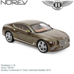 Modelauto 1:18 | Norev 182781 | Bentley Continental GT Dark Cashmete Metallic 2018 Modelauto 1:18 | Norev 182781 | Bentley Continental GT Dark Cashmete Metallic 2018