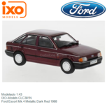 Modelauto 1:43 | IXO-Models CLC381N | Ford Escort Mk.4 Metallic Dark Red 1988 Modelauto 1:43 | IXO-Models CLC381N | Ford Escort Mk.4 Metallic Dark Red 1988