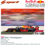 Modelauto 1:43 | Spark S7686 | Red Bull RB16B Honda | Red Bull Racing 2021 #33 Netherlands / Zandvoort / Dutch Grand Prix Modelauto 1:43 | Spark S7686 | Red Bull RB16B Honda | Red Bull Racing 2021 #33 Netherlands / Zandvoort / Dutch Grand Prix