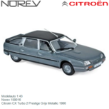 Modelauto 1:43 | Norev 159016 | Citroën CX Turbo 2 Prestige Grijs Metallic 1986 Modelauto 1:43 | Norev 159016 | Citroën CX Turbo 2 Prestige Grijs Metallic 1986