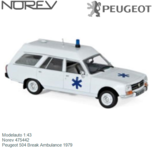 Modelauto 1:43 | Norev 475442 | Peugeot 504 Break Ambulance 1979 Modelauto 1:43 | Norev 475442 | Peugeot 504 Break Ambulance 1979