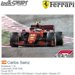 Modelauto 1:18 | Looksmart LS18F1036 | Ferrari SF21 | Scuderia Ferrari 2021 #55 Bahrain / Circuit Sakhir / Bahrain GP Modelauto 1:18 | Looksmart LS18F1036 | Ferrari SF21 | Scuderia Ferrari 2021 #55 Bahrain / Circuit Sakhir / Bahrain GP