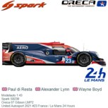 Modelauto 1:43 | Spark S8239 | Oreca 07 Gibson LMP2 | United Autosport 2021 #23 France / Le Mans 24 Hours Modelauto 1:43 | Spark S8239 | Oreca 07 Gibson LMP2 | United Autosport 2021 #23 France / Le Mans 24 Hours