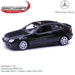 Modelauto 1:43 | Minichamps 66961918 | Mercedes Benz C Klasse Coupe Zwart 2001 Modelauto 1:43 | Minichamps 66961918 | Mercedes Benz C Klasse Coupe Zwart 2001