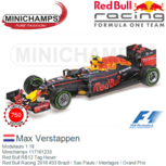 Modelauto 1:18 | Minichamps 117161233 | Red Bull RB12 Tag Heuer | Red Bull Racing 2016 #33 Brazil / Sao Paulo / Interlagos / Grand Prix Modelauto 1:18 | Minichamps 117161233 | Red Bull RB12 Tag Heuer | Red Bull Racing 2016 #33 Brazil / Sao Paulo / Interlagos / Grand Prix