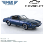 Modelauto 1:43 | Neo Scale Models Neo9571 | Chevrolet Camaro LT Metallic Bright Blue 1978 Modelauto 1:43 | Neo Scale Models Neo9571 | Chevrolet Camaro LT Metallic Bright Blue 1978