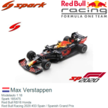 Modelauto 1:18 | Spark 18S475 | Red Bull RB16 Honda | Red Bull Racing 2020 #33 Spain / Spanish Grand Prix Modelauto 1:18 | Spark 18S475 | Red Bull RB16 Honda | Red Bull Racing 2020 #33 Spain / Spanish Grand Prix