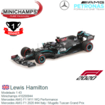 Modelauto 1:43 | Minichamps 410200944 | Mercedes AMG F1 W11 WQ Performance | Mercedes AMG F1 2020 #44 Italy / Mugello Tuscan Grand Prix Modelauto 1:43 | Minichamps 410200944 | Mercedes AMG F1 W11 WQ Performance | Mercedes AMG F1 2020 #44 Italy / Mugello Tuscan Grand Prix