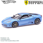 Modelauto 1:43 | Hotwheels N5951 | Ferrari F430 Scuderia Blauw 2004 Modelauto 1:43 | Hotwheels N5951 | Ferrari F430 Scuderia Blauw 2004
