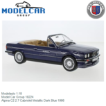 Modelauto 1:18 | Model Car Group 18224 | Alpina C2 2.7 Cabriolet Metallic Dark Blue 1986 Modelauto 1:18 | Model Car Group 18224 | Alpina C2 2.7 Cabriolet Metallic Dark Blue 1986