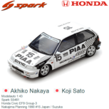 Modelauto 1:43 | Spark S5461 | Honda Civic EF9 Group-3 | Nakajima Planning 1990 #15 Japan / Suzuka Modelauto 1:43 | Spark S5461 | Honda Civic EF9 Group-3 | Nakajima Planning 1990 #15 Japan / Suzuka