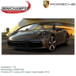 Modelauto 1:18 | Minichamps 155067336 | Porsche 911 Carrera 4S Cabrio Grijs Metallic 2019 Modelauto 1:18 | Minichamps 155067336 | Porsche 911 Carrera 4S Cabrio Grijs Metallic 2019