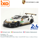 Modelauto 1:18 | IXO-Models LEGT18023 | Porsche 911 RSR LMGTE White / Black / Gold 2019 #91 France / Le Mans 24 Hours Modelauto 1:18 | IXO-Models LEGT18023 | Porsche 911 RSR LMGTE White / Black / Gold 2019 #91 France / Le Mans 24 Hours