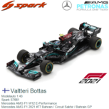 Modelauto 1:43 | Spark S7661 | Mercedes AMG F1 W12 E-Performance | Mercedes AMG F1 2021 #77 Bahrain / Circuit Sakhir / Bahrain GP Modelauto 1:43 | Spark S7661 | Mercedes AMG F1 W12 E-Performance | Mercedes AMG F1 2021 #77 Bahrain / Circuit Sakhir / Bahrain GP