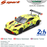 Modelauto 1:43 | Spark S7940 | Aston Martin Vantage GTE LMGTE-PRO | Aston Martin Racing 2019 #95 France / Le Mans 24 Hours Modelauto 1:43 | Spark S7940 | Aston Martin Vantage GTE LMGTE-PRO | Aston Martin Racing 2019 #95 France / Le Mans 24 Hours