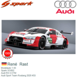 Modelauto 1:43 | Spark SG652 | Audi RS 5 DTM | Audi Sport Team Rosberg 2020 #33 Modelauto 1:43 | Spark SG652 | Audi RS 5 DTM | Audi Sport Team Rosberg 2020 #33