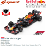 Modelauto 1:18 | Spark 18S595 | Red Bull RB16B | Red Bull Racing 2021 #33 Monaco / Monte Carlo / Monaco Grand Prix Modelauto 1:18 | Spark 18S595 | Red Bull RB16B | Red Bull Racing 2021 #33 Monaco / Monte Carlo / Monaco Grand Prix