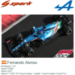 Modelauto 1:43 | Spark S7858 | Alpine A521 | Alpine F1 2021 #14 Saudi Arabia / Jeddah / Saudi Arabian Grand Prix Modelauto 1:43 | Spark S7858 | Alpine A521 | Alpine F1 2021 #14 Saudi Arabia / Jeddah / Saudi Arabian Grand Prix