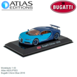 Modelauto 1:43 | Atlas ABSUP003 | Bugatti Chiron Blue 2016 Modelauto 1:43 | Atlas ABSUP003 | Bugatti Chiron Blue 2016