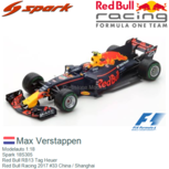 Modelauto 1:18 | Spark 18S305 | Red Bull RB13 Tag Heuer | Red Bull Racing 2017 #33 China / Shanghai Modelauto 1:18 | Spark 18S305 | Red Bull RB13 Tag Heuer | Red Bull Racing 2017 #33 China / Shanghai