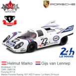 Modelauto 1:18 | CMR CMR135 | Porsche 917 K | Martini Porsche Racing 1971 #22 France / Le Mans 24 Hours Modelauto 1:18 | CMR CMR135 | Porsche 917 K | Martini Porsche Racing 1971 #22 France / Le Mans 24 Hours