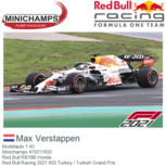 Modelauto 1:43 | Minichamps 410211633 | Red Bull RB16B Honda | Red Bull Racing 2021 #33 Turkey / Turkish Grand Prix Modelauto 1:43 | Minichamps 410211633 | Red Bull RB16B Honda | Red Bull Racing 2021 #33 Turkey / Turkish Grand Prix