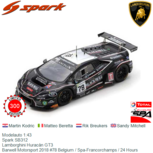 Modelauto 1:43 | Spark SB312 | Lamborghini Huracán GT3 | Barwell Motorsport 2018 #78 Belgium / Spa-Francorchamps / 24 Hours Modelauto 1:43 | Spark SB312 | Lamborghini Huracán GT3 | Barwell Motorsport 2018 #78 Belgium / Spa-Francorchamps / 24 Hours