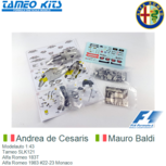 Modelauto 1:43 | Tameo SLK121 | Alfa Romeo 183T | Alfa Romeo 1983 #22-23 Monaco Modelauto 1:43 | Tameo SLK121 | Alfa Romeo 183T | Alfa Romeo 1983 #22-23 Monaco
