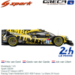 Modelauto 1:43 | Spark S8244 | Oreca 07 Gibson LMP2 | Racing Team Nederland 2021 #29 France / Le Mans 24 Hours Modelauto 1:43 | Spark S8244 | Oreca 07 Gibson LMP2 | Racing Team Nederland 2021 #29 France / Le Mans 24 Hours