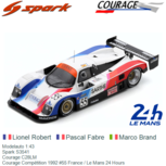 Modelauto 1:43 | Spark S3541 | Courage C28LM | Courage Compétition 1992 #55 France / Le Mans 24 Hours Modelauto 1:43 | Spark S3541 | Courage C28LM | Courage Compétition 1992 #55 France / Le Mans 24 Hours