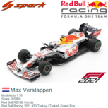 Modelauto 1:18 | Spark 18S605 | Red Bull RB16B Honda | Red Bull Racing 2021 #33 Turkey / Turkish Grand Prix Modelauto 1:18 | Spark 18S605 | Red Bull RB16B Honda | Red Bull Racing 2021 #33 Turkey / Turkish Grand Prix