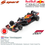 Modelauto 1:12 | Spark 12S029 | Red Bull RB16B Honda | Red Bull Racing 2021 #33 Netherlands / Zandvoort / Dutch Grand Prix Modelauto 1:12 | Spark 12S029 | Red Bull RB16B Honda | Red Bull Racing 2021 #33 Netherlands / Zandvoort / Dutch Grand Prix