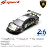 Modelauto 1:18 | Spark 18S365 | Lamborghini R-SV LM | Japanese Lamborghini Owners Club 2010 France / Le Mans 24 Hours Modelauto 1:18 | Spark 18S365 | Lamborghini R-SV LM | Japanese Lamborghini Owners Club 2010 France / Le Mans 24 Hours