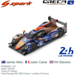 Modelauto 1:18 | Spark 18S709 | Oreca 07 Gibson | Panis Racing 2021 #65 France / Le Mans 24 Hours Modelauto 1:18 | Spark 18S709 | Oreca 07 Gibson | Panis Racing 2021 #65 France / Le Mans 24 Hours