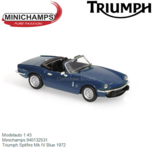 Modelauto 1:43 | Minichamps 940132531 | Triumph Spitfire Mk IV Blue 1972 Modelauto 1:43 | Minichamps 940132531 | Triumph Spitfire Mk IV Blue 1972