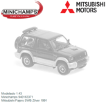 Modelauto 1:43 | Minichamps 940163371 | Mitsubishi Pajero SWB Zilver 1991 Modelauto 1:43 | Minichamps 940163371 | Mitsubishi Pajero SWB Zilver 1991
