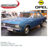 Modelauto 1:43 | Minichamps 940046100 | Opel Rekord C Blauw metallic 1966 Modelauto 1:43 | Minichamps 940046100 | Opel Rekord C Blauw metallic 1966
