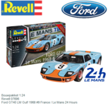 Bouwpakket 1:24 | Revell 07696 | Ford GT40 LM Gulf 1968 #9 France / Le Mans 24 Hours Bouwpakket 1:24 | Revell 07696 | Ford GT40 LM Gulf 1968 #9 France / Le Mans 24 Hours