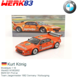 Modelauto 1:18 | Werk83 W1803002 | BMW M1 ProCar | Team Jaegermeister 1982 Germany / Nürburgring Modelauto 1:18 | Werk83 W1803002 | BMW M1 ProCar | Team Jaegermeister 1982 Germany / Nürburgring