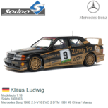 Modelauto 1:18 | Solido 1801003 | Mercedes Benz 190E 2.5-V16 EVO 2 DTM 1991 #9 China / Macau Modelauto 1:18 | Solido 1801003 | Mercedes Benz 190E 2.5-V16 EVO 2 DTM 1991 #9 China / Macau