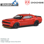 Modelauto 1:43 | Solido 4310301 | Dodge Challenger Demon Red 2018 Modelauto 1:43 | Solido 4310301 | Dodge Challenger Demon Red 2018