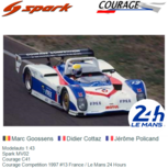Modelauto 1:43 | Spark MV02 | Courage C41 | Courage Competition 1997 #13 France / Le Mans 24 Hours Modelauto 1:43 | Spark MV02 | Courage C41 | Courage Competition 1997 #13 France / Le Mans 24 Hours