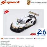 Modelauto 1:87 | Spark 87S151 | Porsche 911 RSR | Porsche GT Team 2019 #92 France / Le Mans 24 Hours Modelauto 1:87 | Spark 87S151 | Porsche 911 RSR | Porsche GT Team 2019 #92 France / Le Mans 24 Hours
